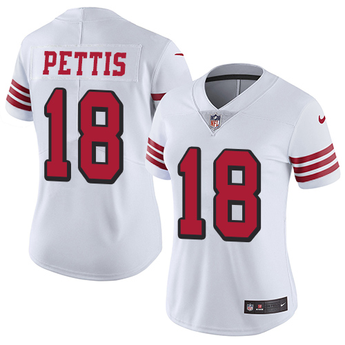 San Francisco 49ers Limited White Women Dante Pettis NFL Jersey 18 Rush Vapor Untouchable